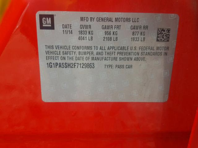 1G1PA5SH2F7129863 - 2015 CHEVROLET CRUZE LS RED photo 10