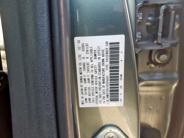 JHMCP26818C056863 - 2008 HONDA ACCORD EXL GREEN photo 10