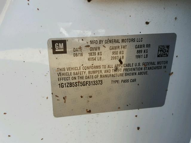 1G1ZB5ST5GF313373 - 2016 CHEVROLET MALIBU LS 白色 照片 10