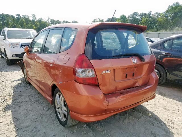 JHMGD38618S036484 - 2008 HONDA FIT SPORT ORANGE photo 3