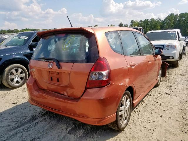 JHMGD38618S036484 - 2008 HONDA FIT SPORT ORANGE photo 4