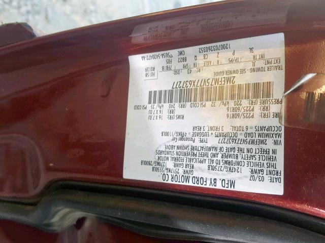 2MEFM75V77X637277 - 2007 MERCURY GRAND MARQ MAROON photo 10