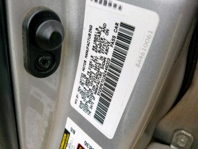 5Y2SP67019Z446003 - 2009 PONTIAC VIBE SILVER photo 10