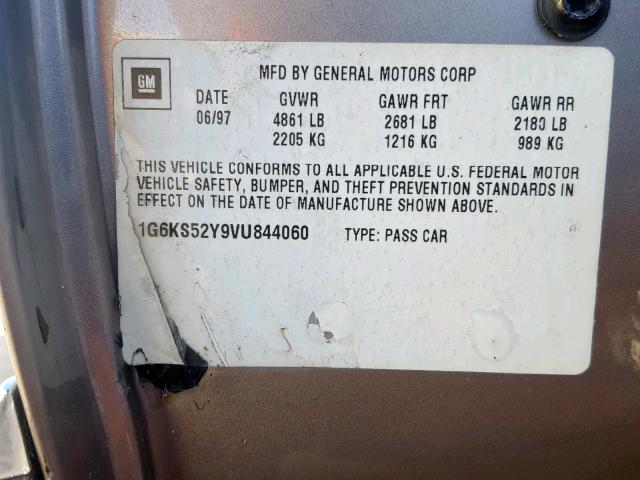 1G6KS52Y9VU844060 - 1997 CADILLAC SEVILLE SL GRAY photo 10