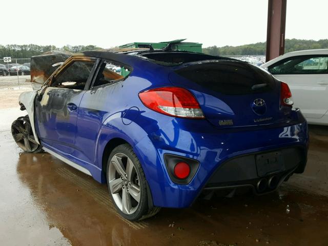 KMHTC6AE1DU177605 - 2013 HYUNDAI VELOSTER T BLUE photo 3