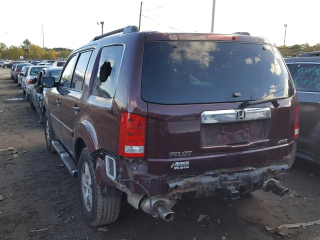 5FNYF4H64BB031046 - 2011 HONDA PILOT EXL MAROON photo 3