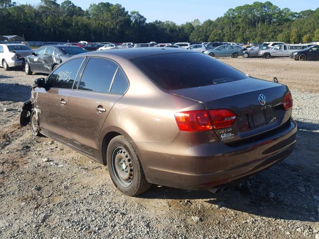 3VW2K7AJ3CM302173 - 2012 VOLKSWAGEN JETTA BASE BROWN photo 3