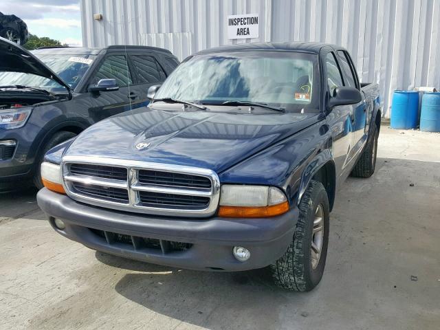 1D7HL38K44S774074 - 2004 DODGE DAKOTA QUA BLUE photo 2