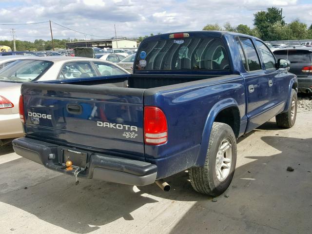 1D7HL38K44S774074 - 2004 DODGE DAKOTA QUA BLUE photo 4