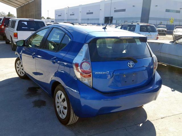 JTDKDTB33C1022997 - 2012 TOYOTA PRIUS C BLUE photo 3