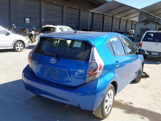 JTDKDTB33C1022997 - 2012 TOYOTA PRIUS C BLUE photo 4