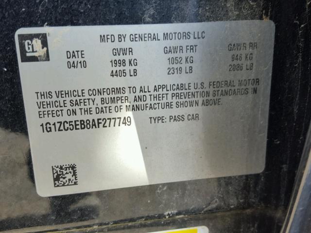 1G1ZC5EB8AF277749 - 2010 CHEVROLET MALIBU 1LT BLACK photo 10