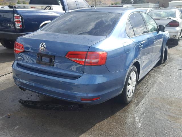 3VW1K7AJ1FM270761 - 2015 VOLKSWAGEN JETTA BASE Կապույտ լուսանկար 4