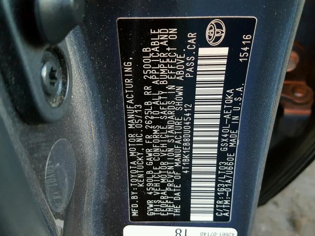 4T1BK1EB8DU045412 - 2013 TOYOTA AVALON BAS Gümüş foto 10