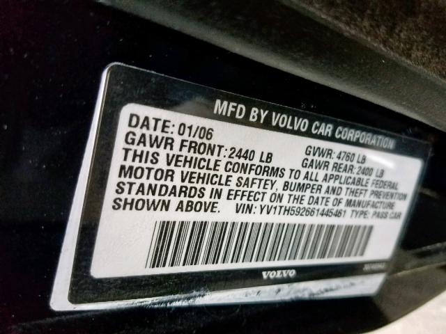 YV1TH592661445461 - 2006 VOLVO S80 2.5T BLUE photo 10