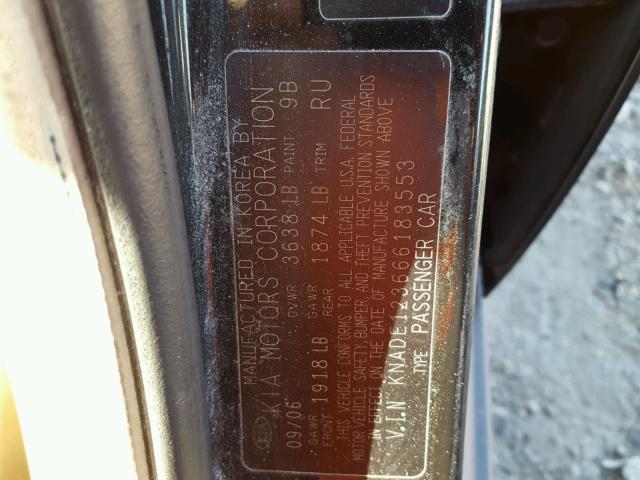 KNADE123666183553 - 2006 KIA RIO BLACK photo 10