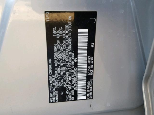 JTLZE4FE5EJ049252 - 2014 TOYOTA SCION XB Күміс фото 10