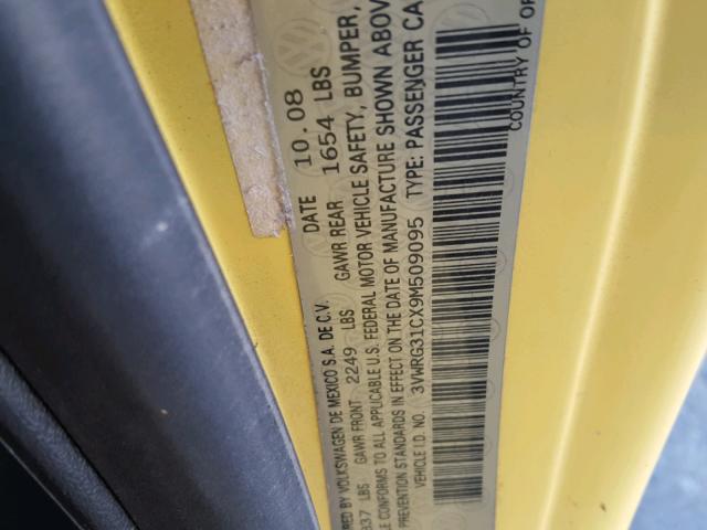 3VWRG31CX9M509095 - 2009 VOLKSWAGEN NEW BEETLE Sarı foto 10