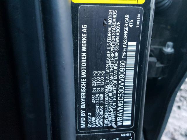 WBAVM5C53DVV90960 - 2013 BMW X1 XDRIVE3 أسود صورة 10