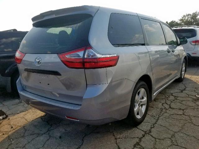 5TDZZ3DC3JS900974 - 2018 TOYOTA SIENNA L SILVER photo 4