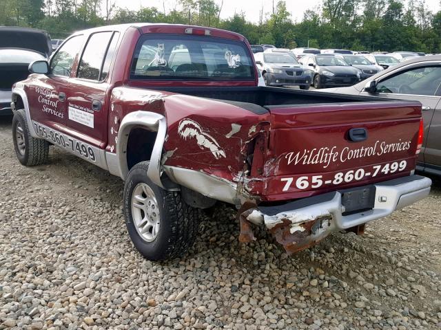 1B7HG48N52S646180 - 2002 DODGE DAKOTA QUA RED photo 3