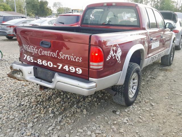 1B7HG48N52S646180 - 2002 DODGE DAKOTA QUA RED photo 4