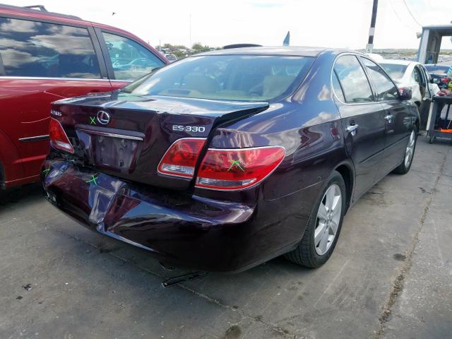 JTHBA30G955060758 - 2005 LEXUS ES 330 BURGUNDY photo 4