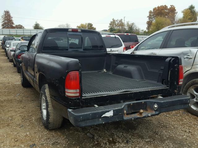 1B7GL23X0VS202133 - 1997 DODGE DAKOTA BLACK photo 3