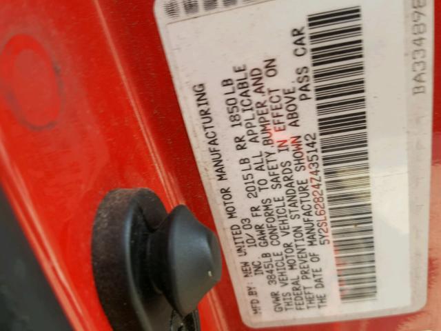 5Y2SL62824Z435142 - 2004 PONTIAC VIBE RED photo 10