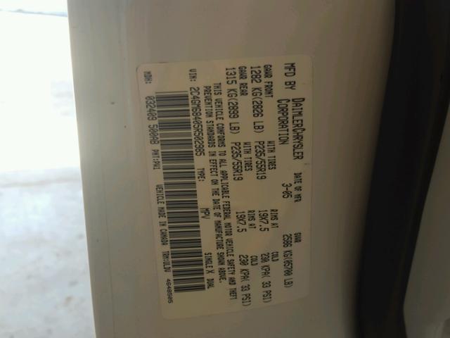 2C4GM68405R502985 - 2005 CHRYSLER PACIFICA T WHITE photo 10