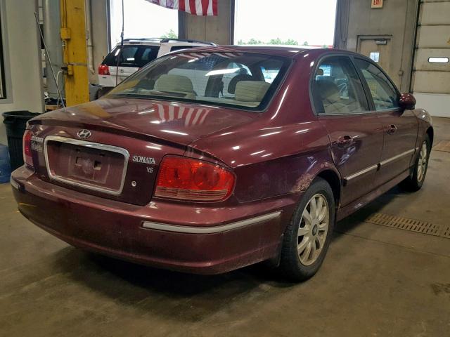 KMHWF35H03A889675 - 2003 HYUNDAI SONATA GLS MAROON photo 4