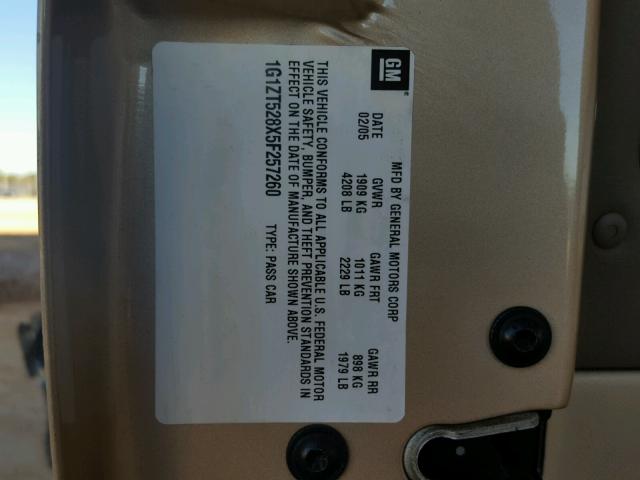 1G1ZT528X5F257260 - 2005 CHEVROLET MALIBU LS Qızıl foto 10