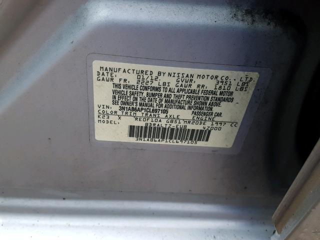 3N1AB6AP1CL697105 - 2012 NISSAN SENTRA 2.0 SILVER photo 10