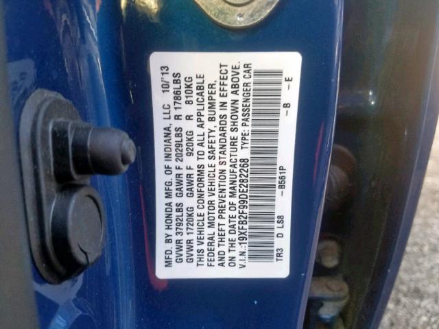 19XFB2F99DE282268 - 2013 HONDA CIVIC EXL 蓝色 照片 10