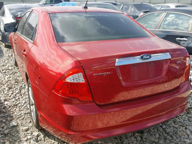 3FAHP0JA9BR325146 - 2011 FORD FUSION SEL RED photo 3