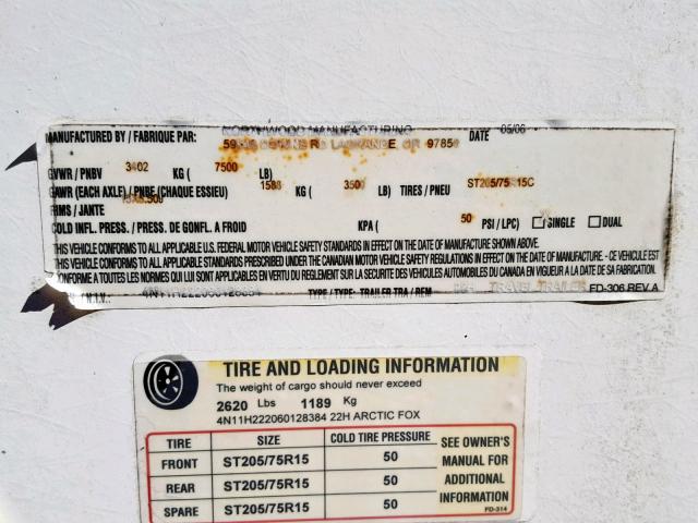 4N11H222060128384 - 2006 NORT ARTIC FOX 白色 照片 10