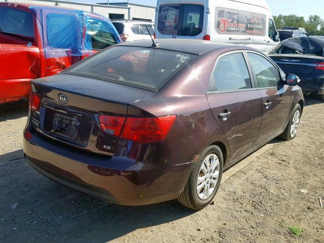 KNAFU4A2XA5837507 - 2010 KIA FORTE EX BURGUNDY photo 4