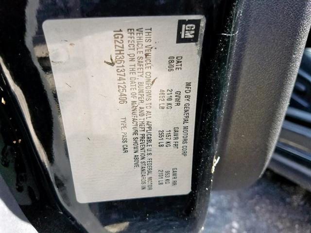 1G2ZH361374125406 - 2007 PONTIAC G6 GT BLACK photo 10