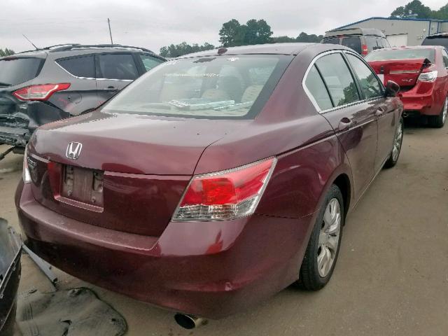 1HGCP26888A121111 - 2008 HONDA ACCORD EXL BURGUNDY photo 4