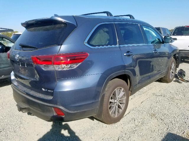 5TDJZRFH8KS989015 - 2019 TOYOTA HIGHLANDER BLUE photo 4