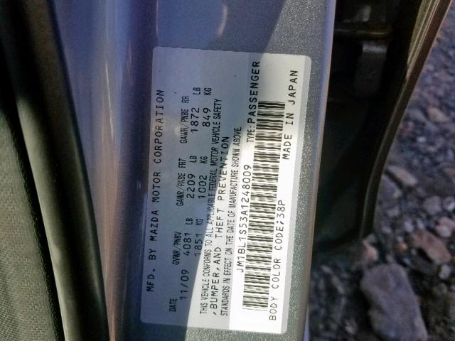 JM1BL1S53A1248009 - 2010 MAZDA 3 S GRAY photo 10