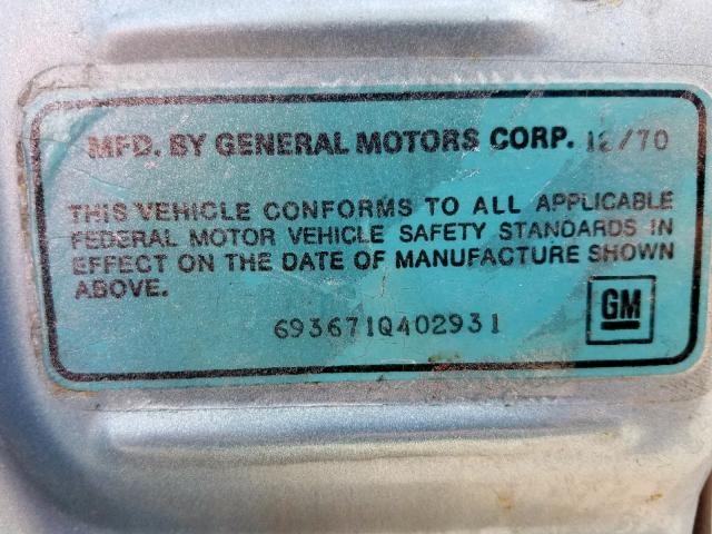 693671Q402931 - 1971 CADILLAC ELDORADO BLUE photo 10