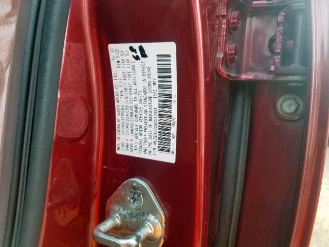 JHLRE48728C017431 - 2008 HONDA CR-V EXL RED photo 10