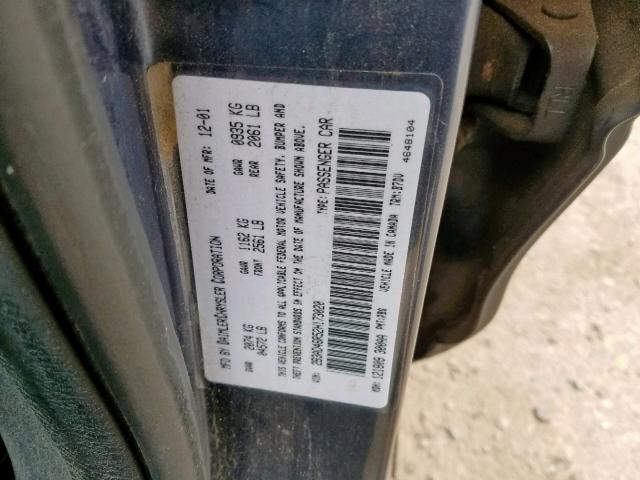 2B3AD46R52H173020 - 2002 DODGE INTREPID S 蓝色 照片 10