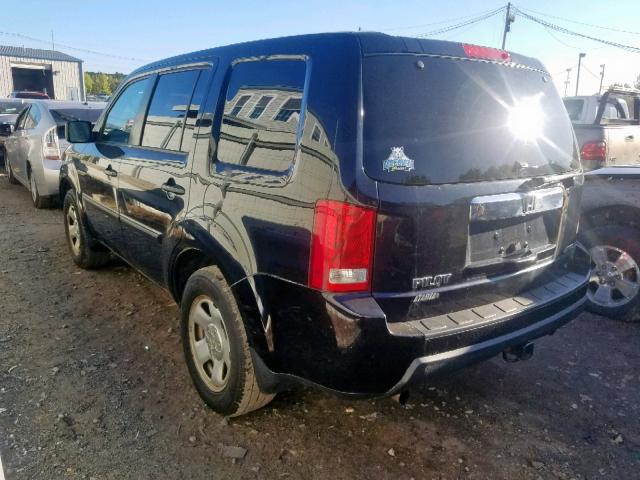 5FNYF4H28AB013046 - 2010 HONDA PILOT LX BLACK photo 3