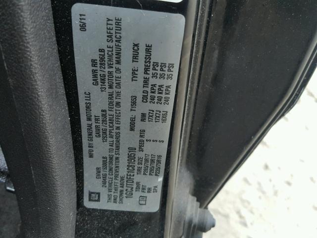 1GCJTDFE1C8100510 - 2012 CHEVROLET COLORADO L BLACK photo 10