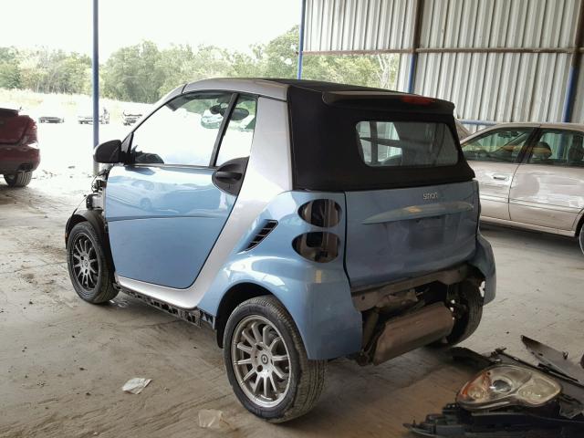 WMEEK3BA4CK530828 - 2012 SMART FORTWO PAS BLUE photo 3