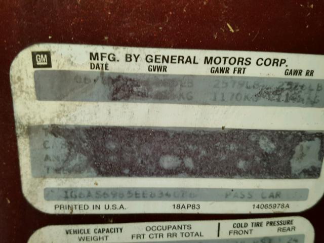 1G6AS6985EE834076 - 1984 CADILLAC SEVILLE TWO TONE photo 10