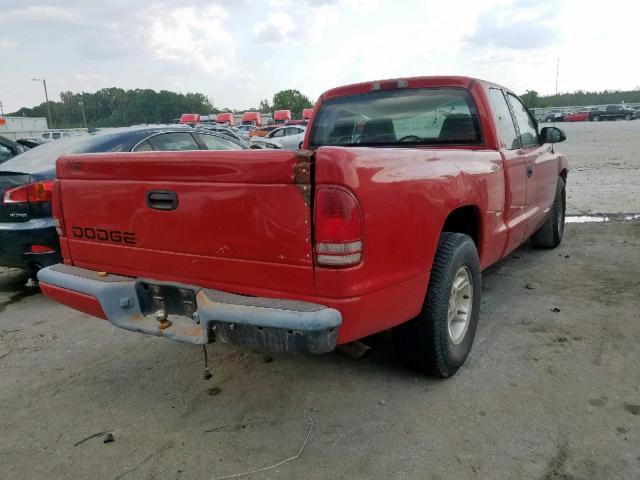 1B7GL22X7YS517629 - 2000 DODGE DAKOTA RED photo 4