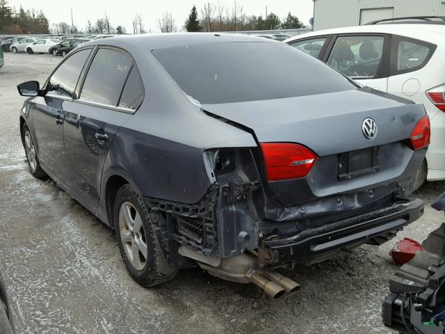 3VW2K7AJ1DM405092 - 2013 VOLKSWAGEN JETTA BASE 灰色 照片 3